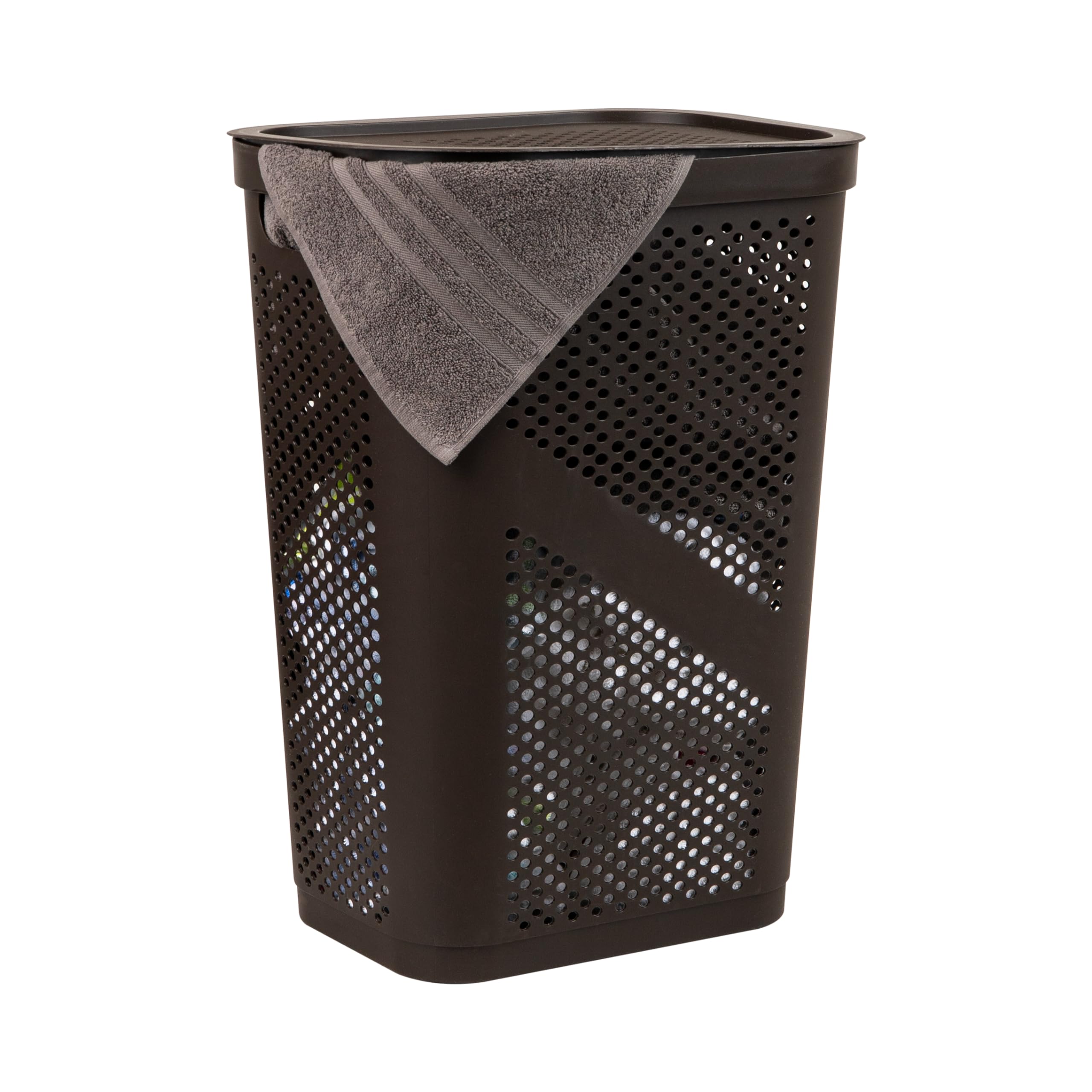 Mind Reader slim laundry hamper with lid showing discreet storage and quick access.
