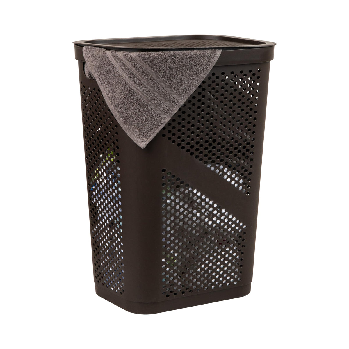 Mind Reader slim laundry hamper with lid showing discreet storage and quick access.