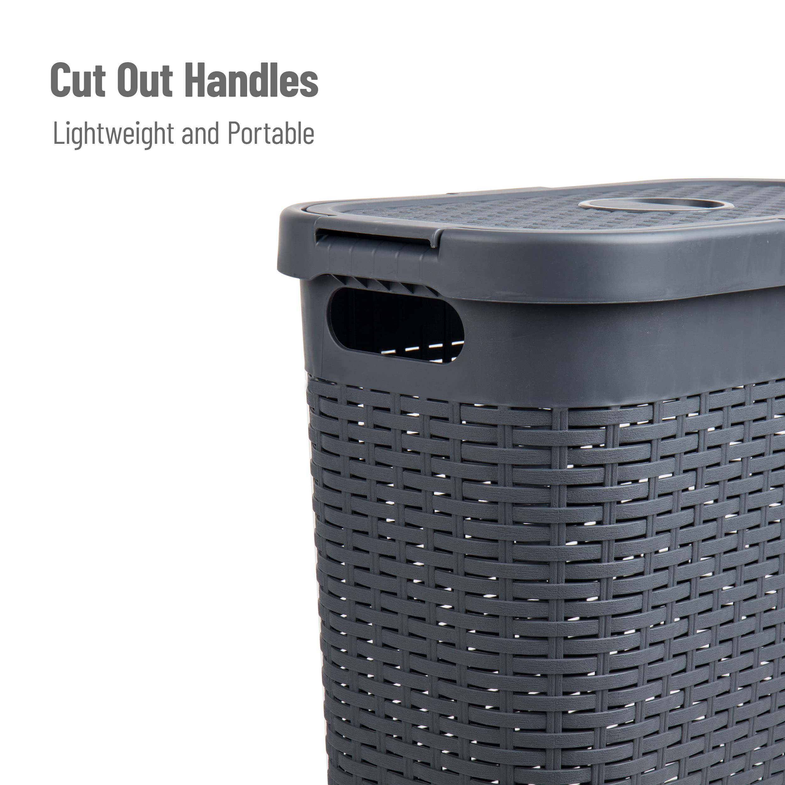Mind Reader Slim Laundry Hamper's lightweight design with handles enables effortless movement.