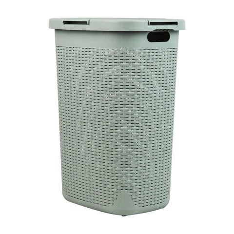 Mind Reader mint hamper fits bathrooms and closets with a slim profile.