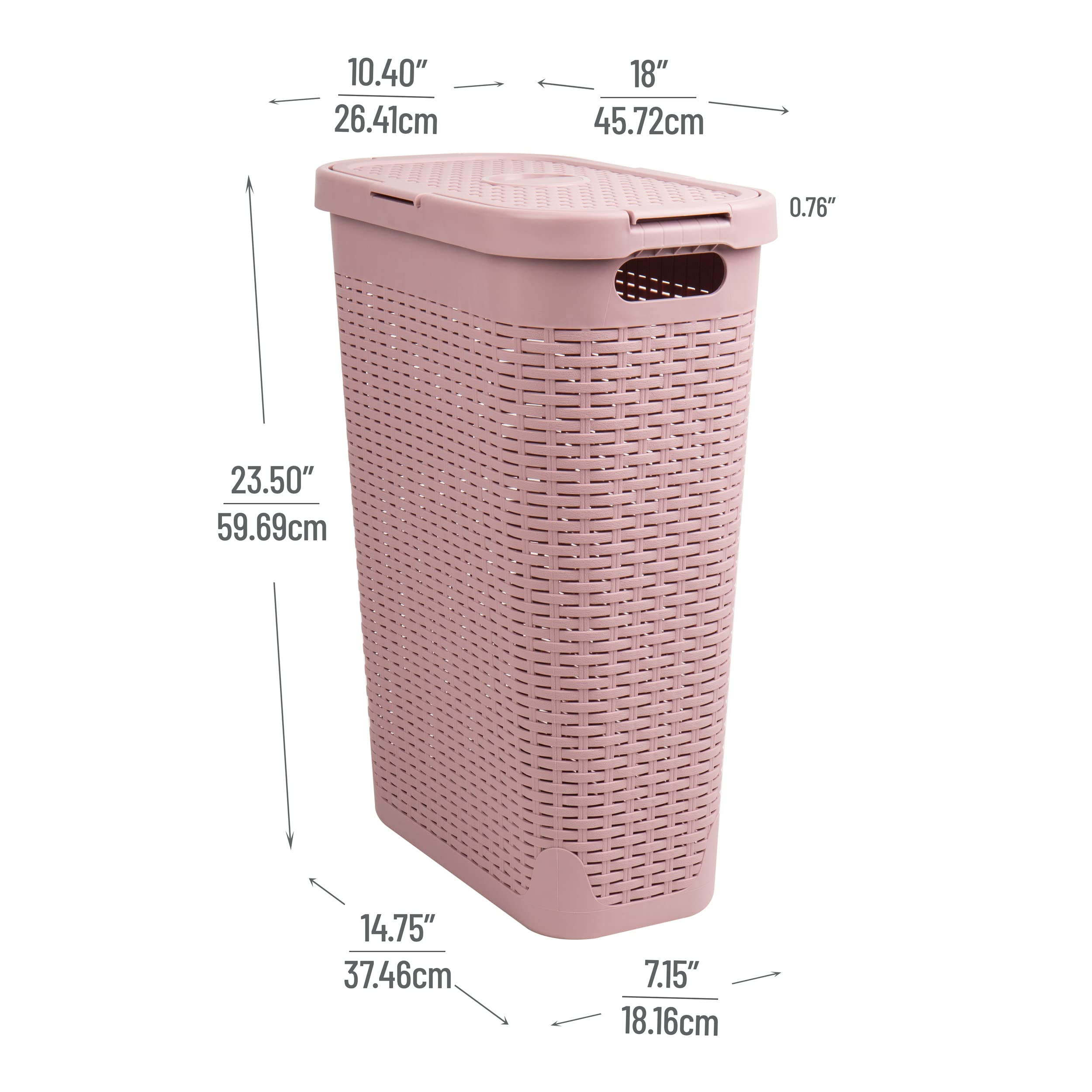 Mind Reader Slim Laundry Hamper open cutout pattern promotes airflow while containing contents.