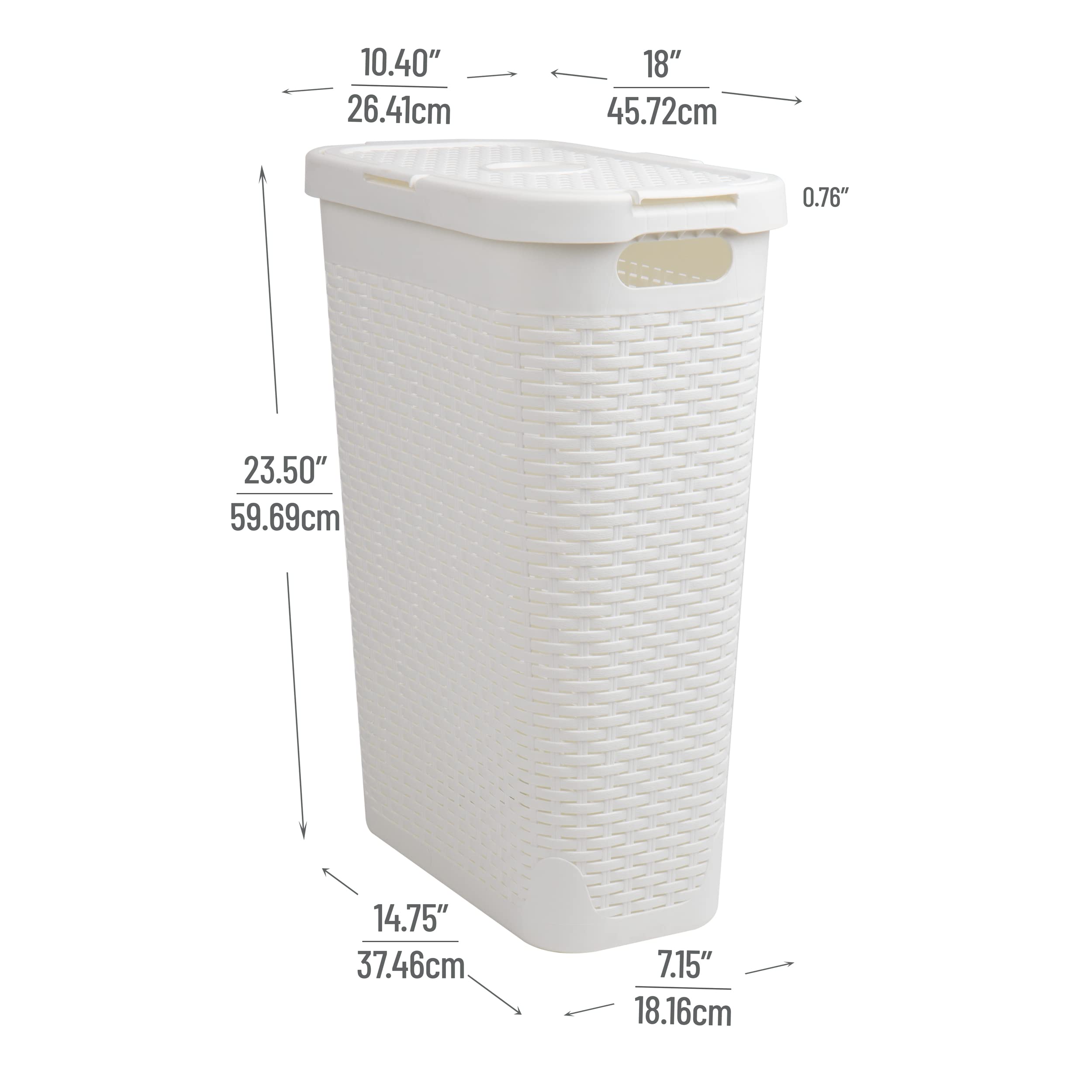 Mind Reader Slim Laundry Hamper open cutout pattern promotes airflow while keeping contents contained