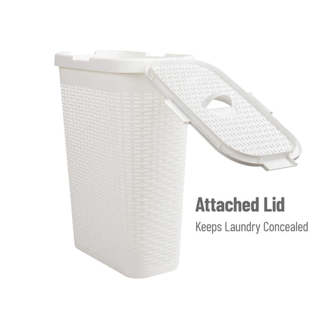 Mind Reader Slim Laundry Hamper tapered design fits into tight spaces