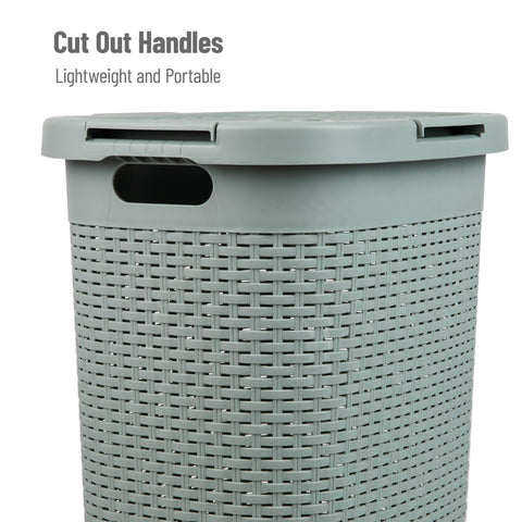 Mind Reader ventilated lid keeps laundry discreet and ventilated.