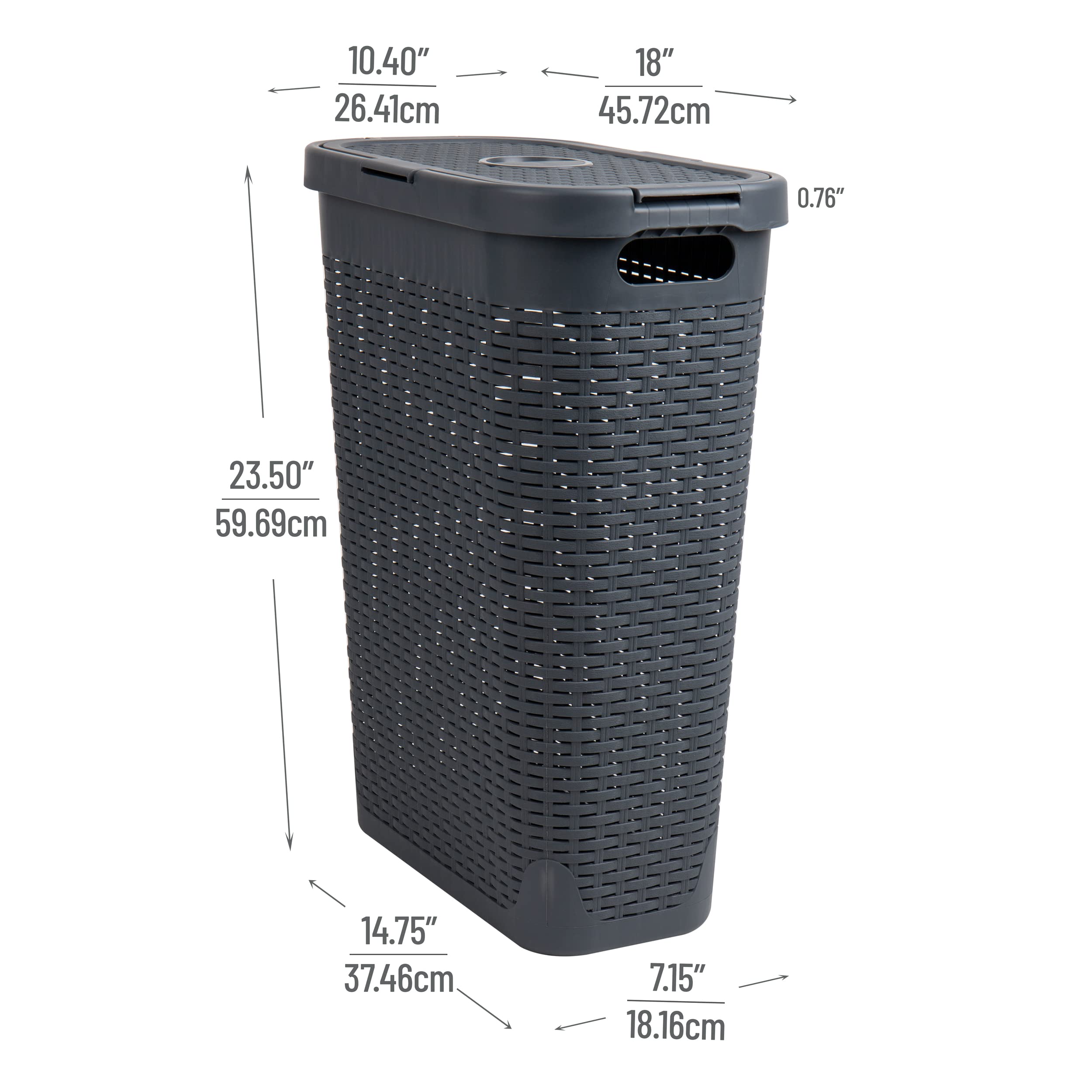 Mind Reader Slim Laundry Hamper's ventilated cutout pattern promotes airflow while concealing contents.