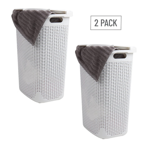 Mind Reader Slim Laundry Hamper vented design promotes airflow and freshness.