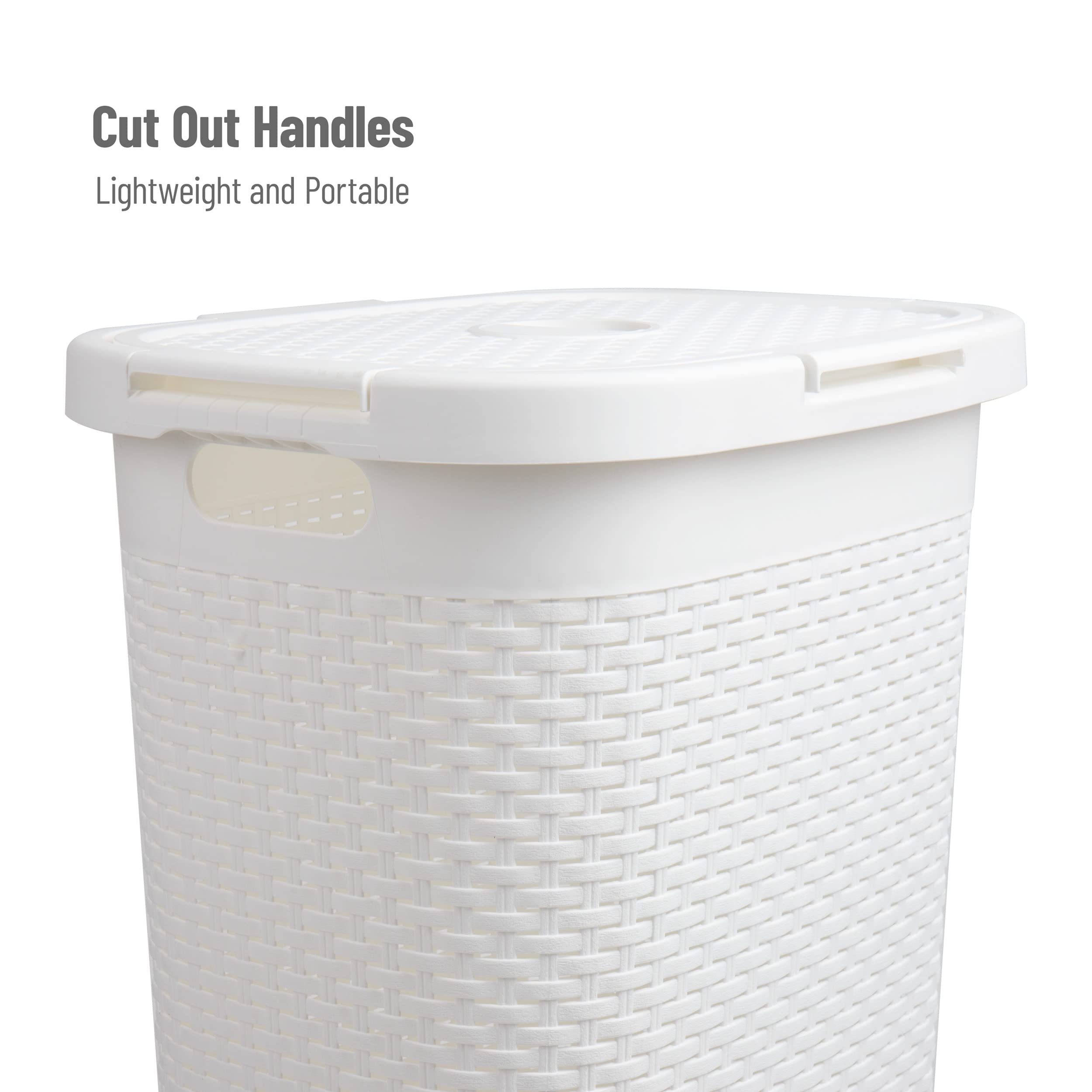 Mind Reader Slim Laundry Hamper with wicker pattern lid offers discreet storage.