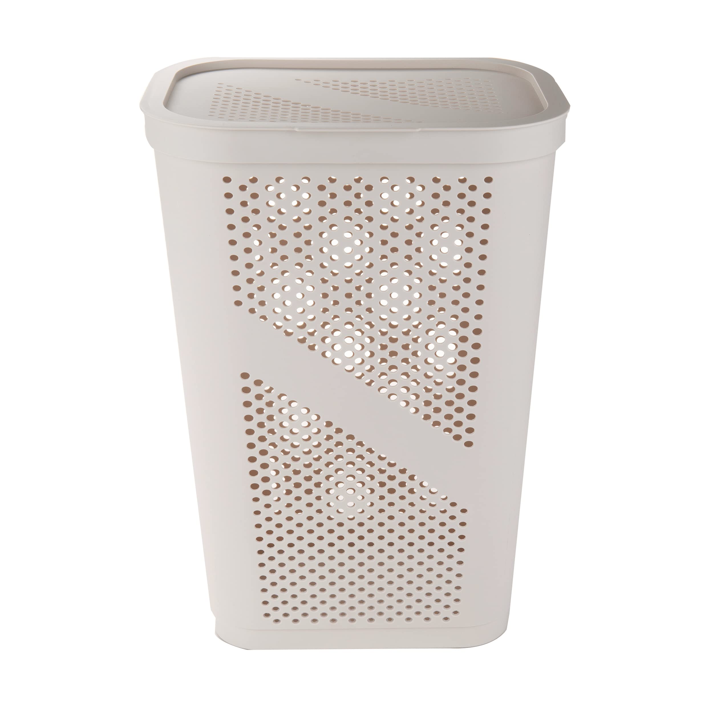 Mind Reader tapered design 60L hamper saving space in a corner.