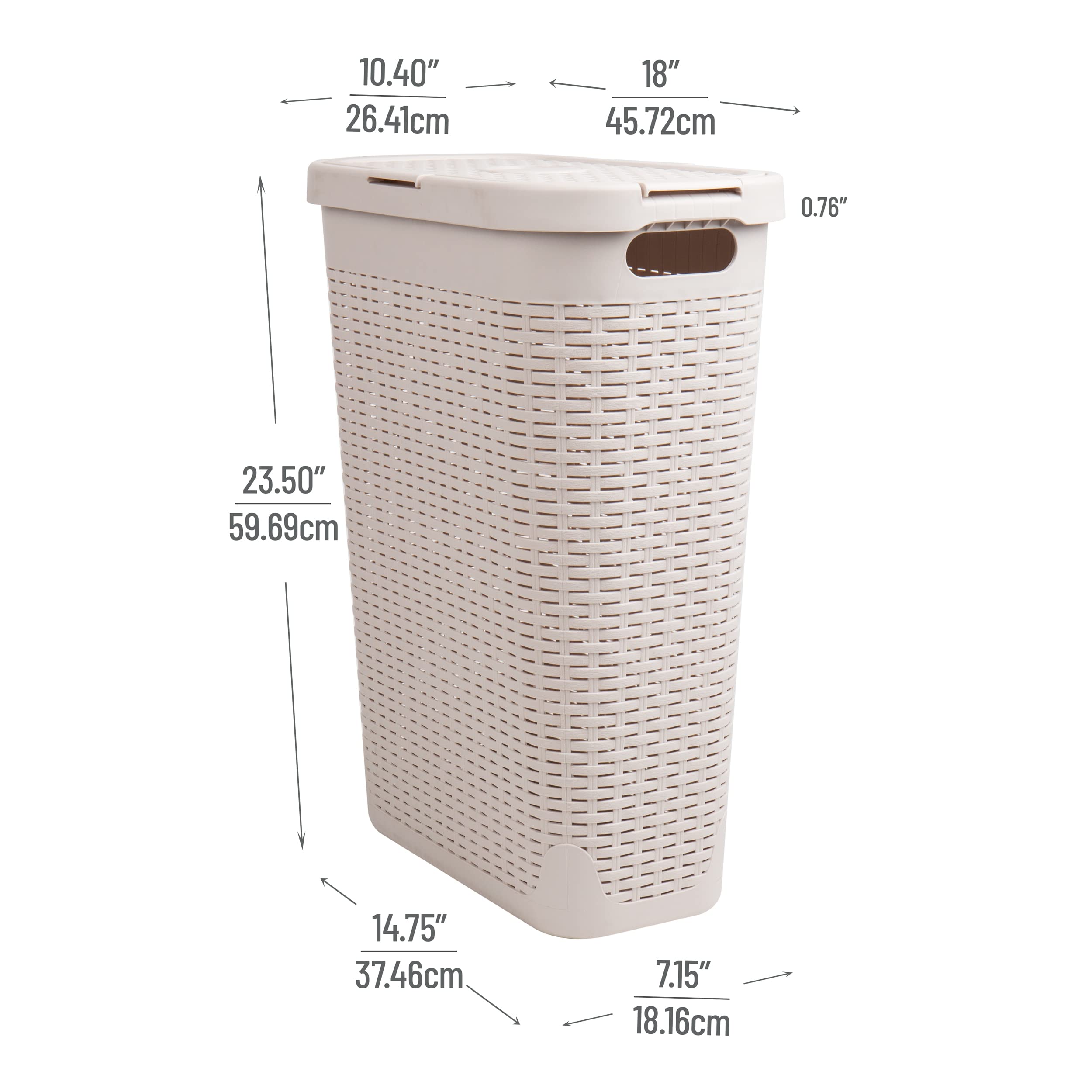 Mind Reader Hampers with ventilated cutout pattern promoting airflow around laundry.