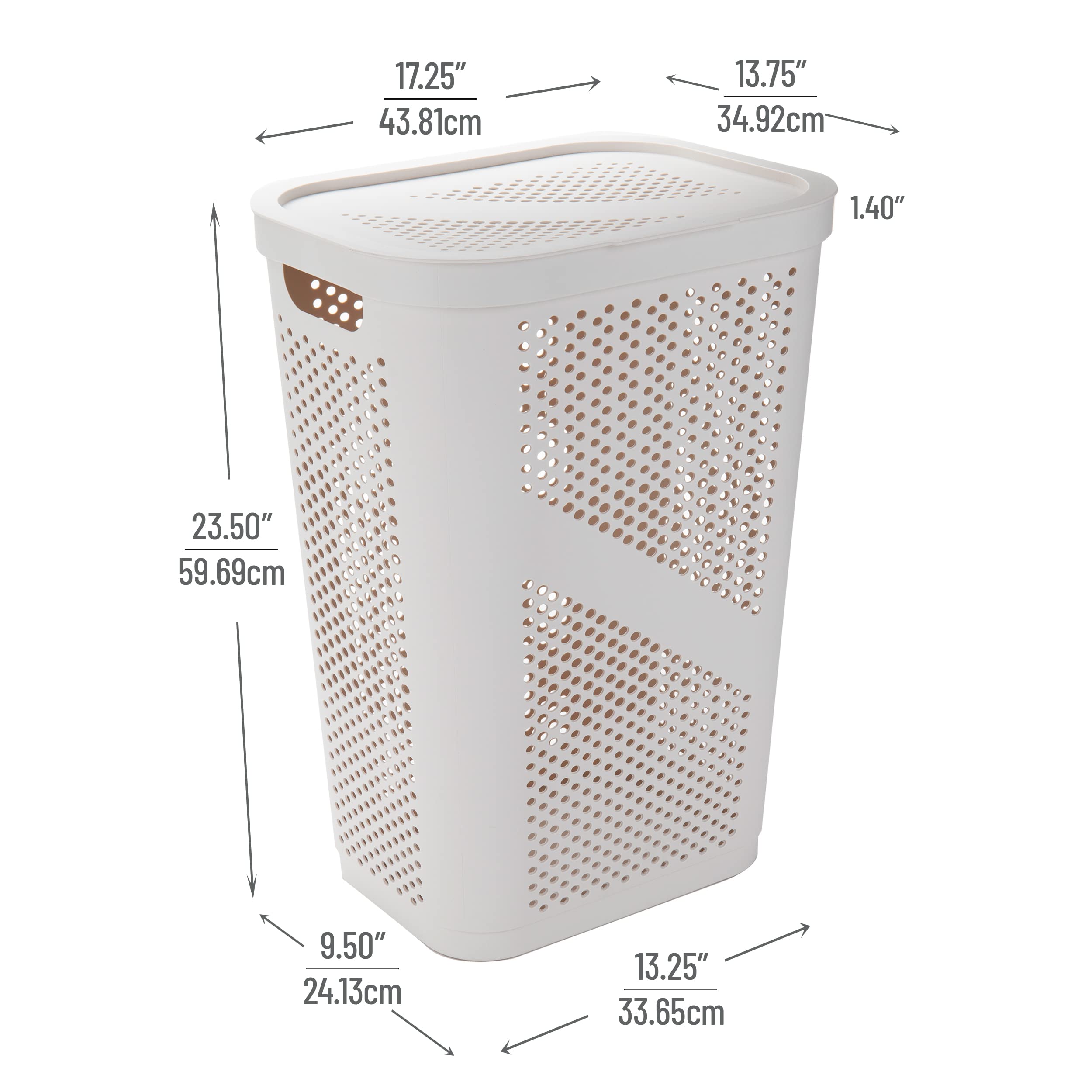Mind Reader ventilated sides 60L hamper showing airflow design.