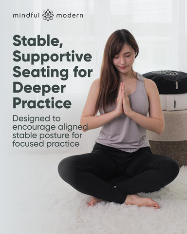 Mindful Modern cushion features sturdy carry handle for portability