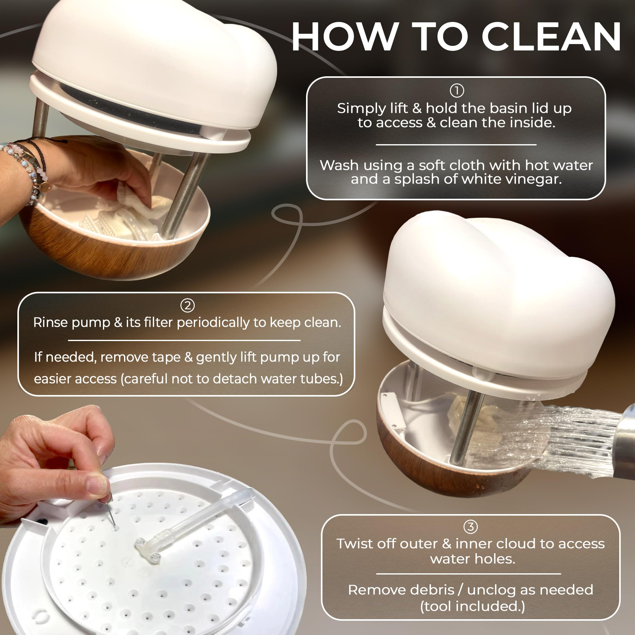 Mindsight Calming Cloud cleaning tool simplifies maintenance.