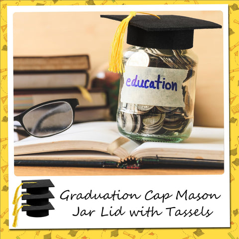 Mindsoft 2026 grad cap topper enhances party decor and beverage presentation.