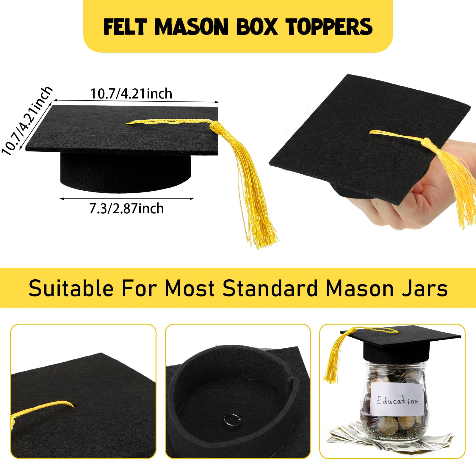 Mindsoft mason jar lid in black with gold tassel elevates dessert tables.