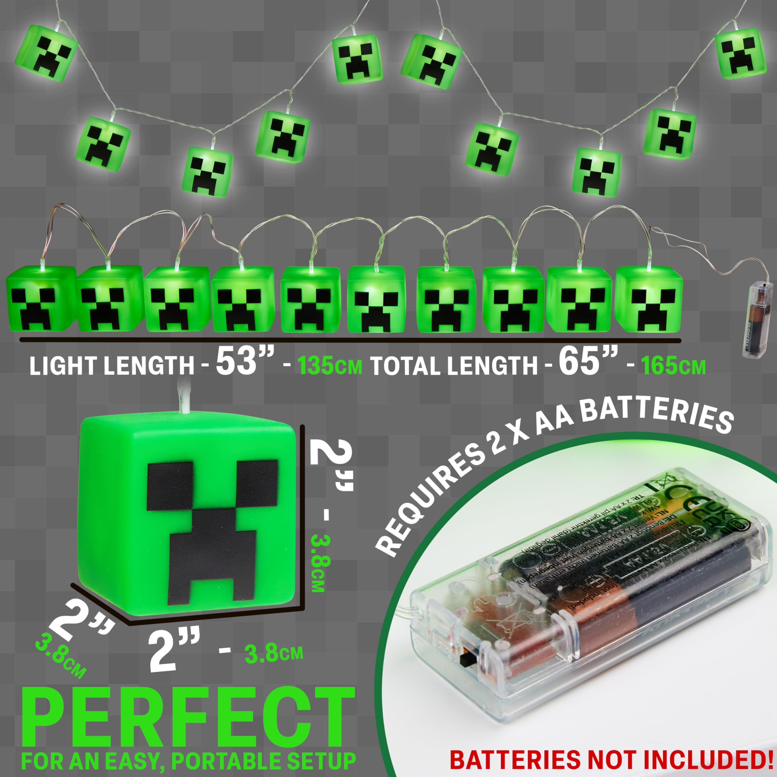 Minecraft gift-ready lights suit birthdays or gaming room makeovers.