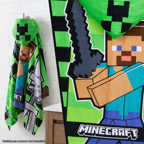 Minecraft hooded towel for kids, durable and comfy for daily use.