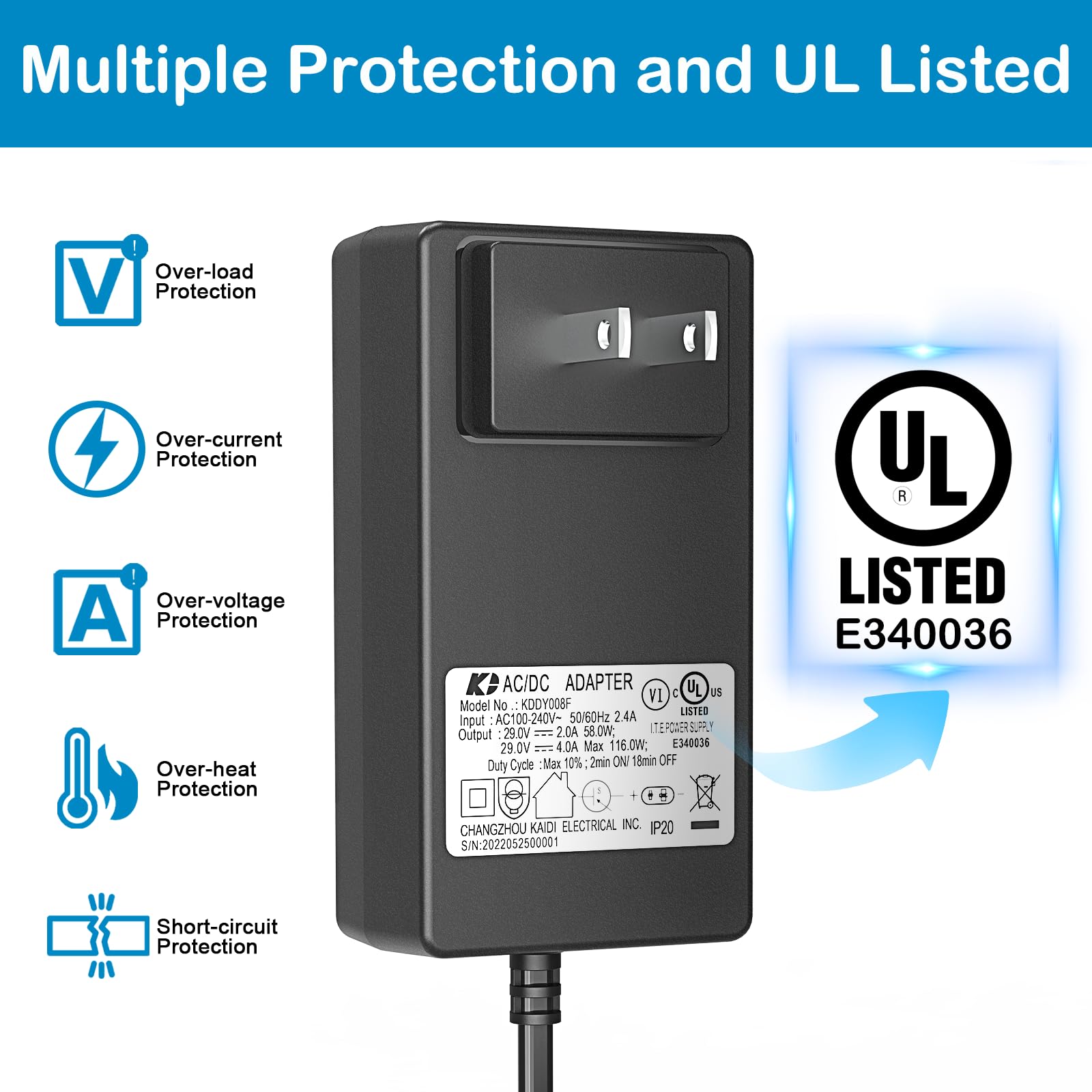 MineCtrl KDDY008F label with clear specs for safe installation