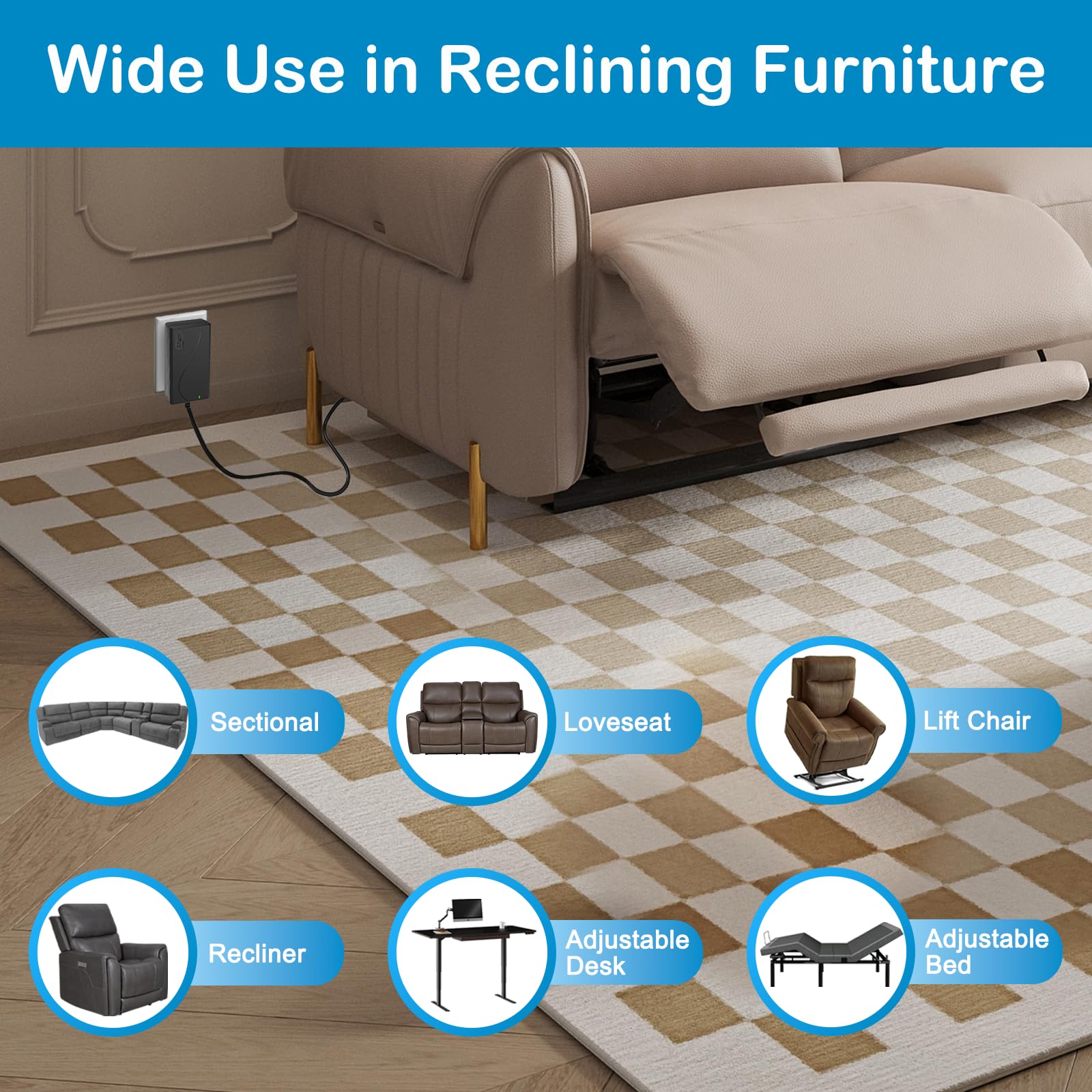 MineCtrl KDDY008F side ports showing compatibility with recliners and 2A output