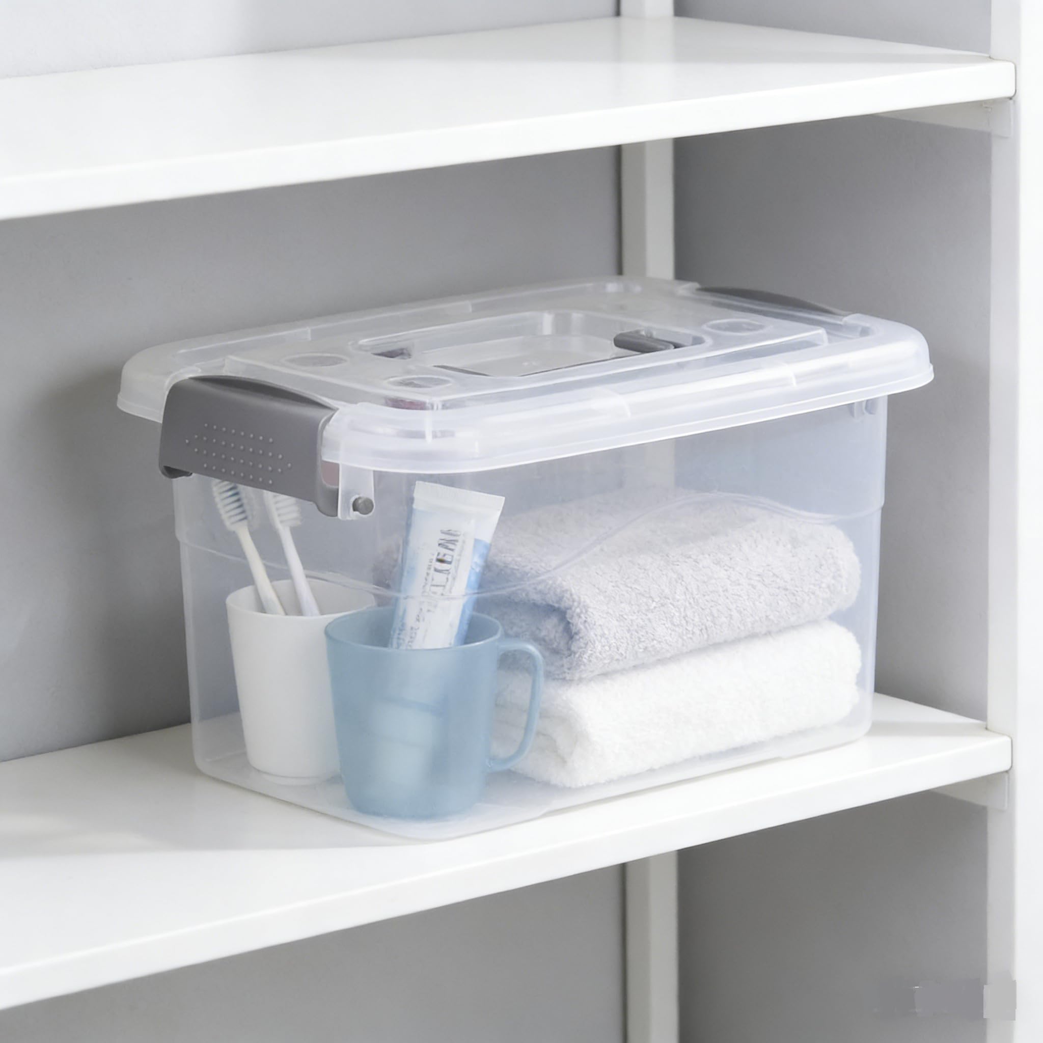 Minekkyes office desk organization bins help tidy supplies.