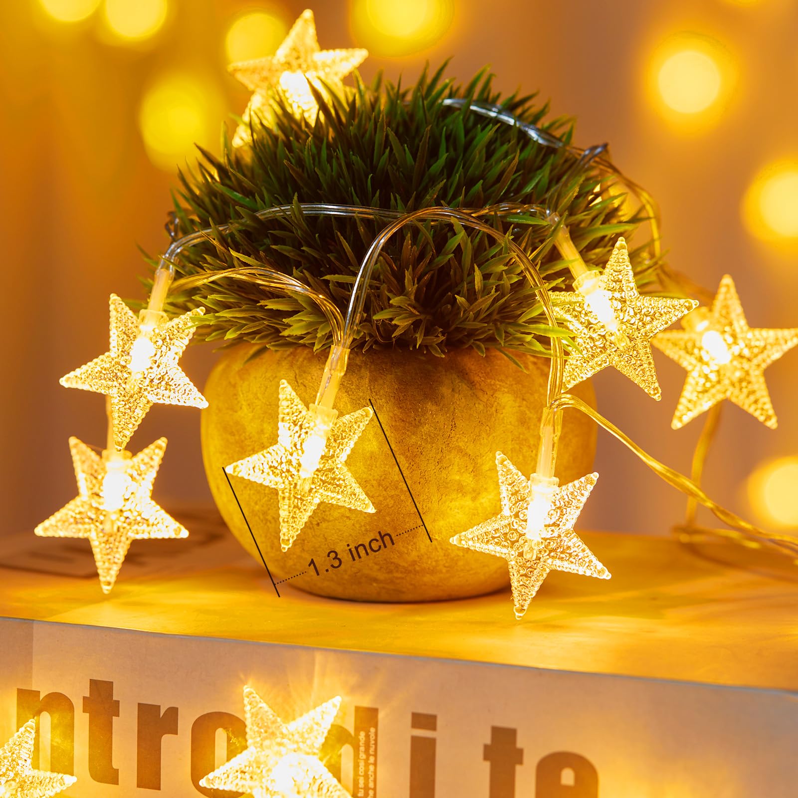 Minetom 50 LED stars on warm white strings brighten bedrooms and tents.