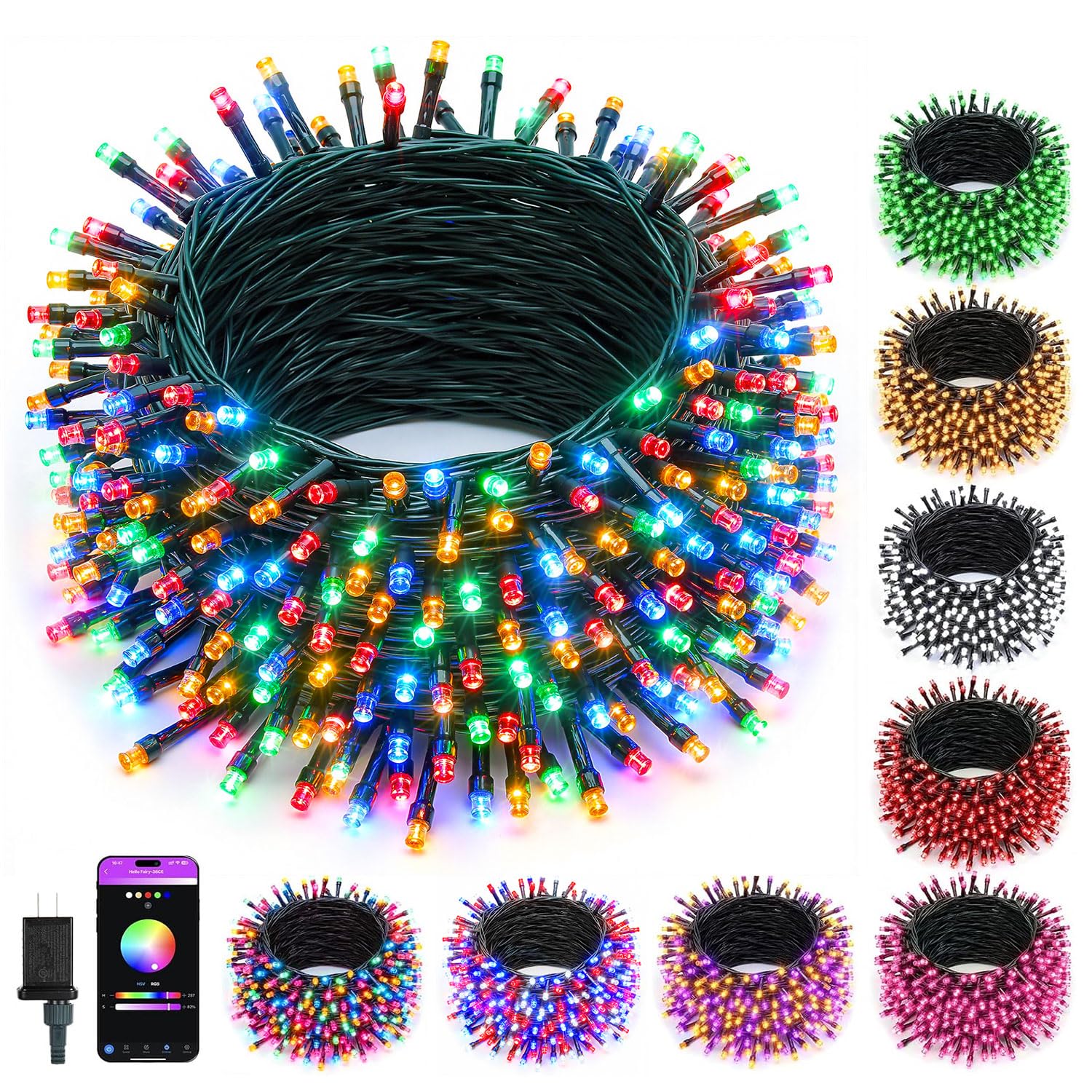 Minetom 82ft 250LED color-changing Christmas lights for vibrant tree decor.