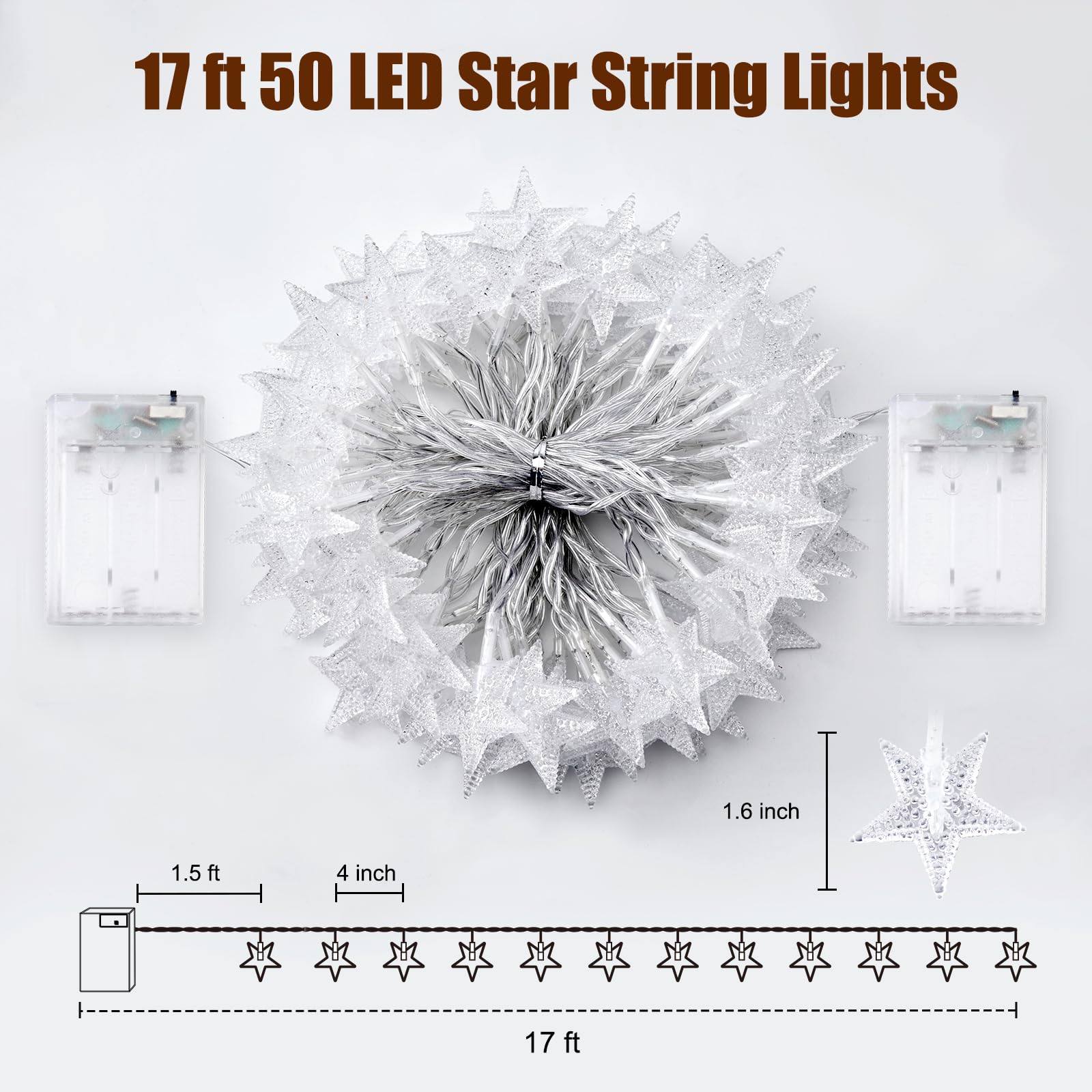 Minetom 2-pack star string lights for versatile indoor and outdoor party decor.