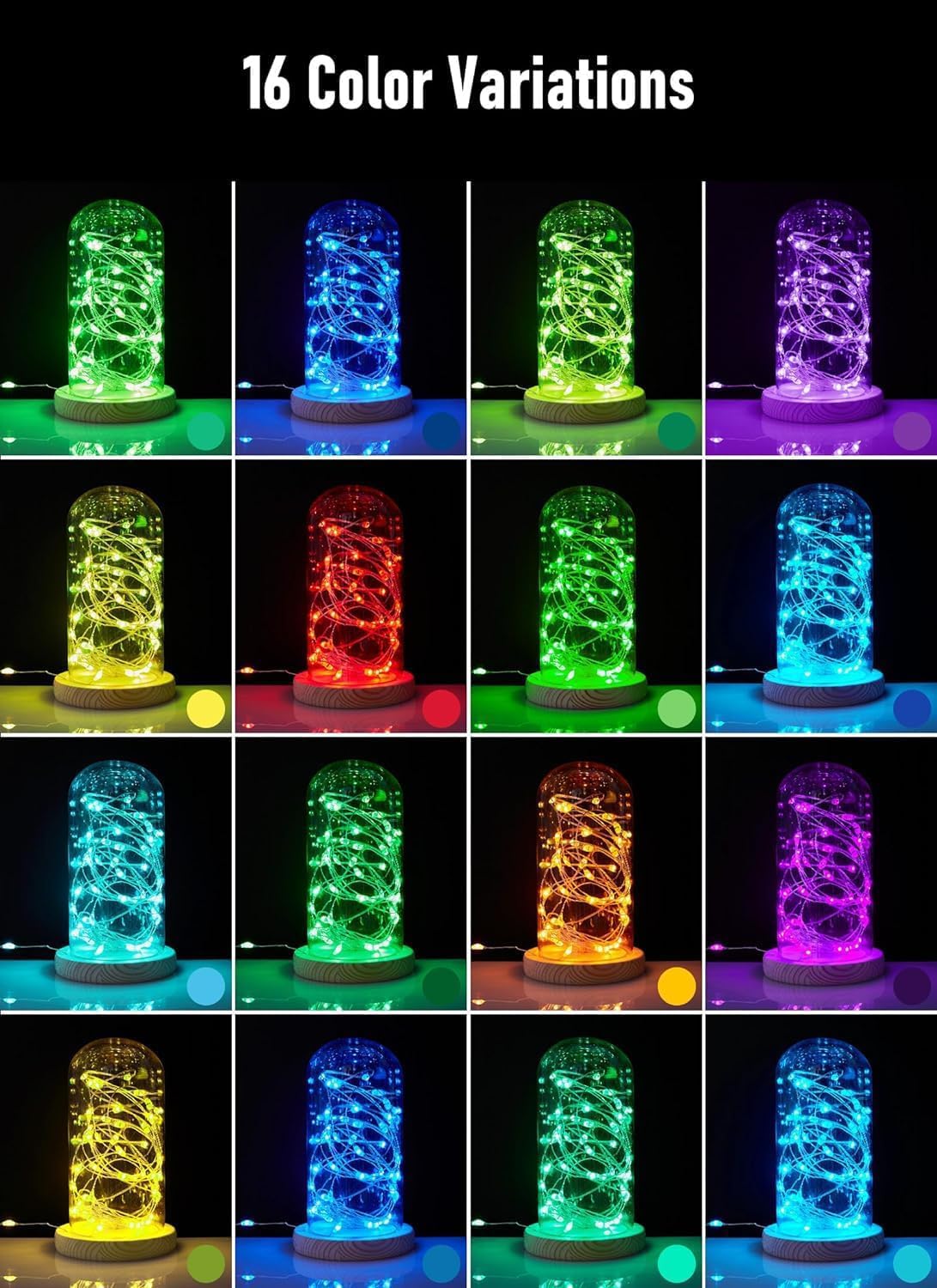 Minetom color changing fairy lights, 66ft length with 200 LEDs for long-range glow.