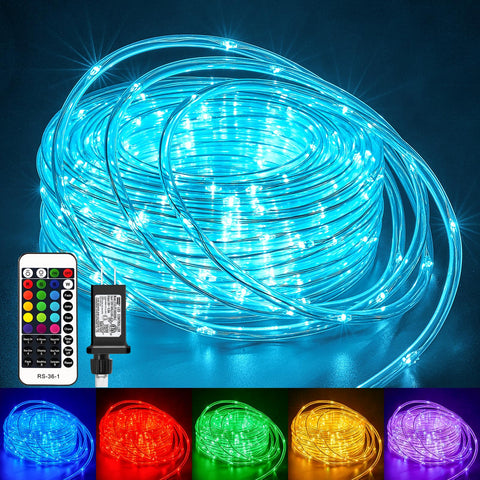 Minetom color changing rope lights outdoors with 33ft of vibrant LED glow for patios