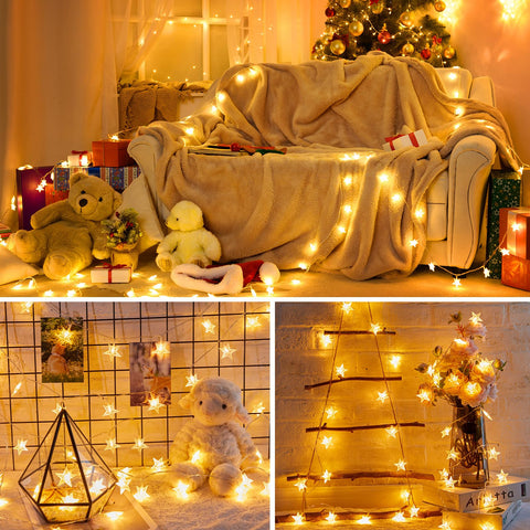 Minetom easy-to-hang star lights for walls, windows, bedsides and patios.