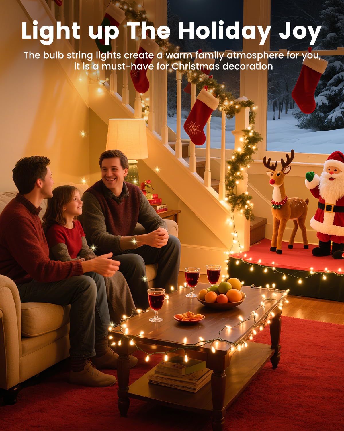 Minetom garland and tree ambience lights enhance festive settings.