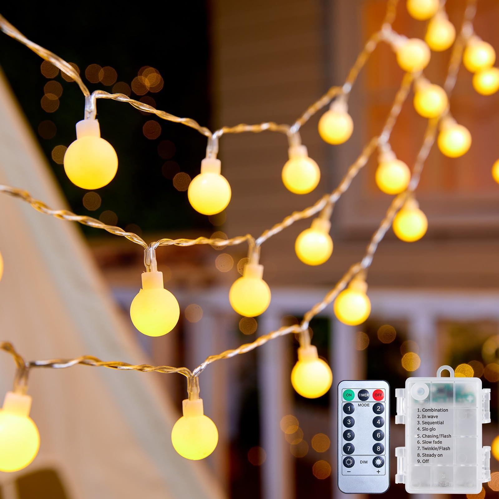 Minetom 2-pack globe lights create cozy indoor ambience.