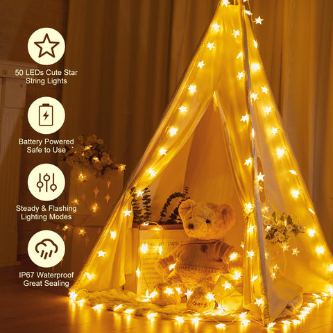 Minetom waterproof IP44 star lights are safe to touch and outdoor-friendly.