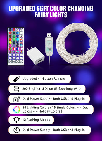 Minetom remote control with 44 buttons makes color and mode changes effortless.