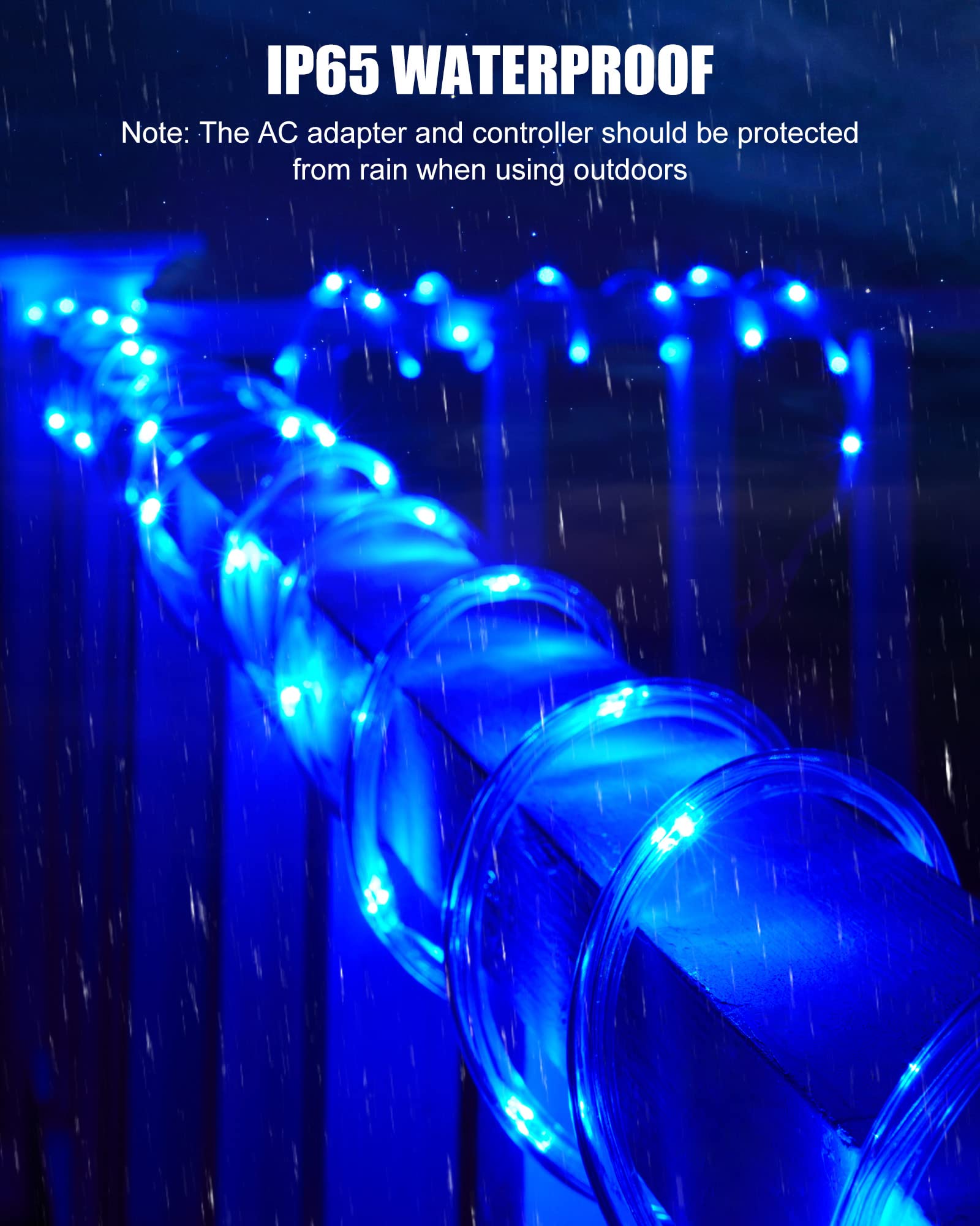 Minetom easy-install rope lights wrap around trees, fences, or porches.