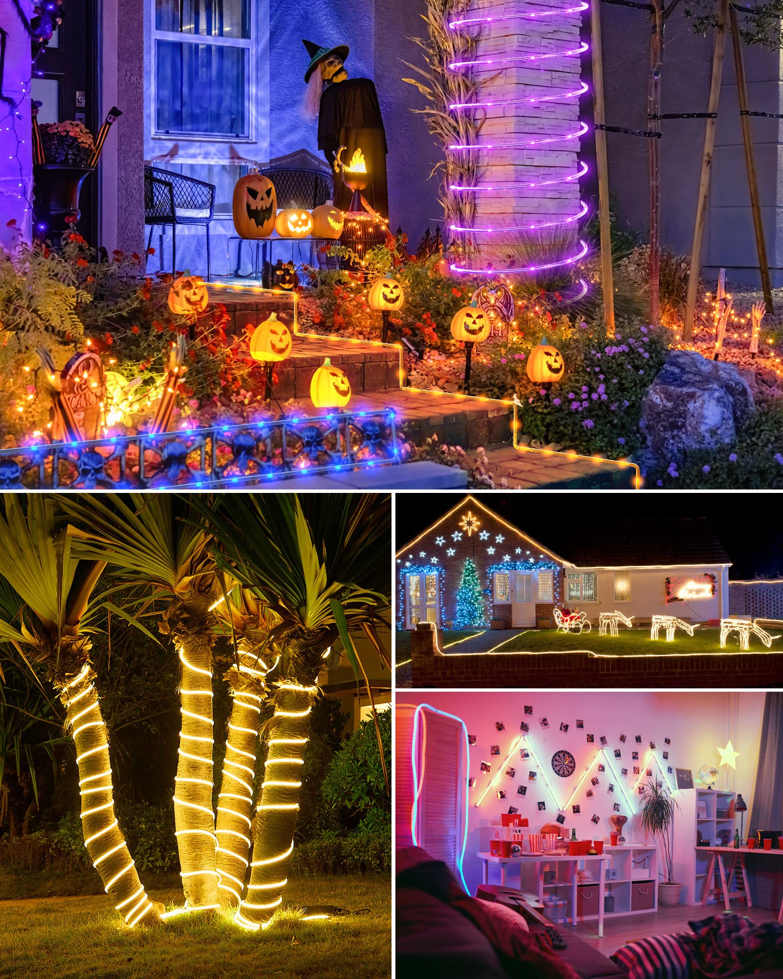 Minetom IP65 waterproof rope lights withstand rain and outdoor use.