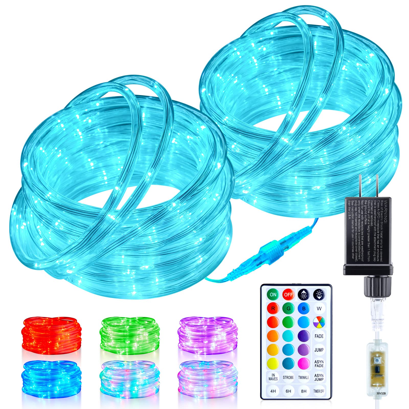 Minetom rope lights outdoor 66ft, 200 LEDs illuminate patios with bright, even color.