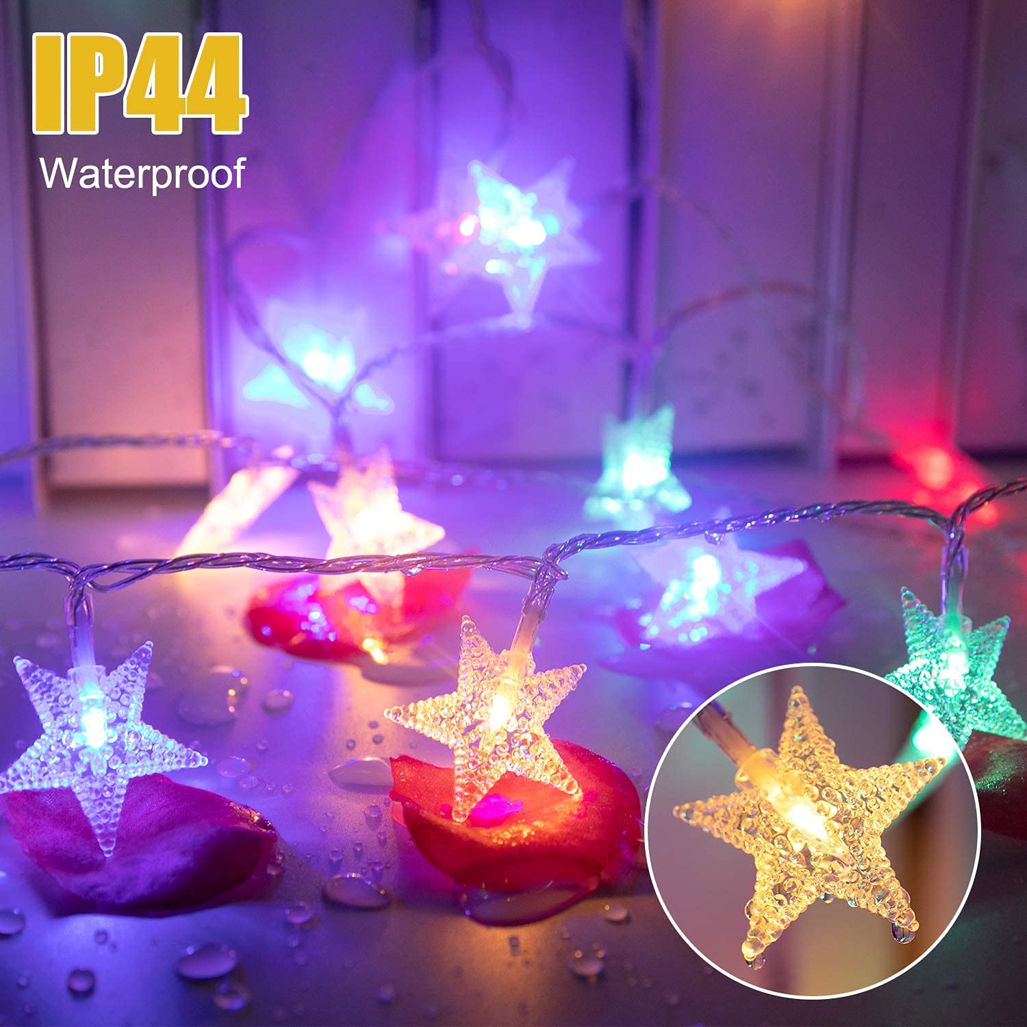 Minetom Star String Lights showcasing multiple color modes for mood lighting