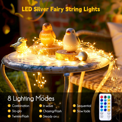 Minetom warm white glow creates cozy bedroom ambiance.