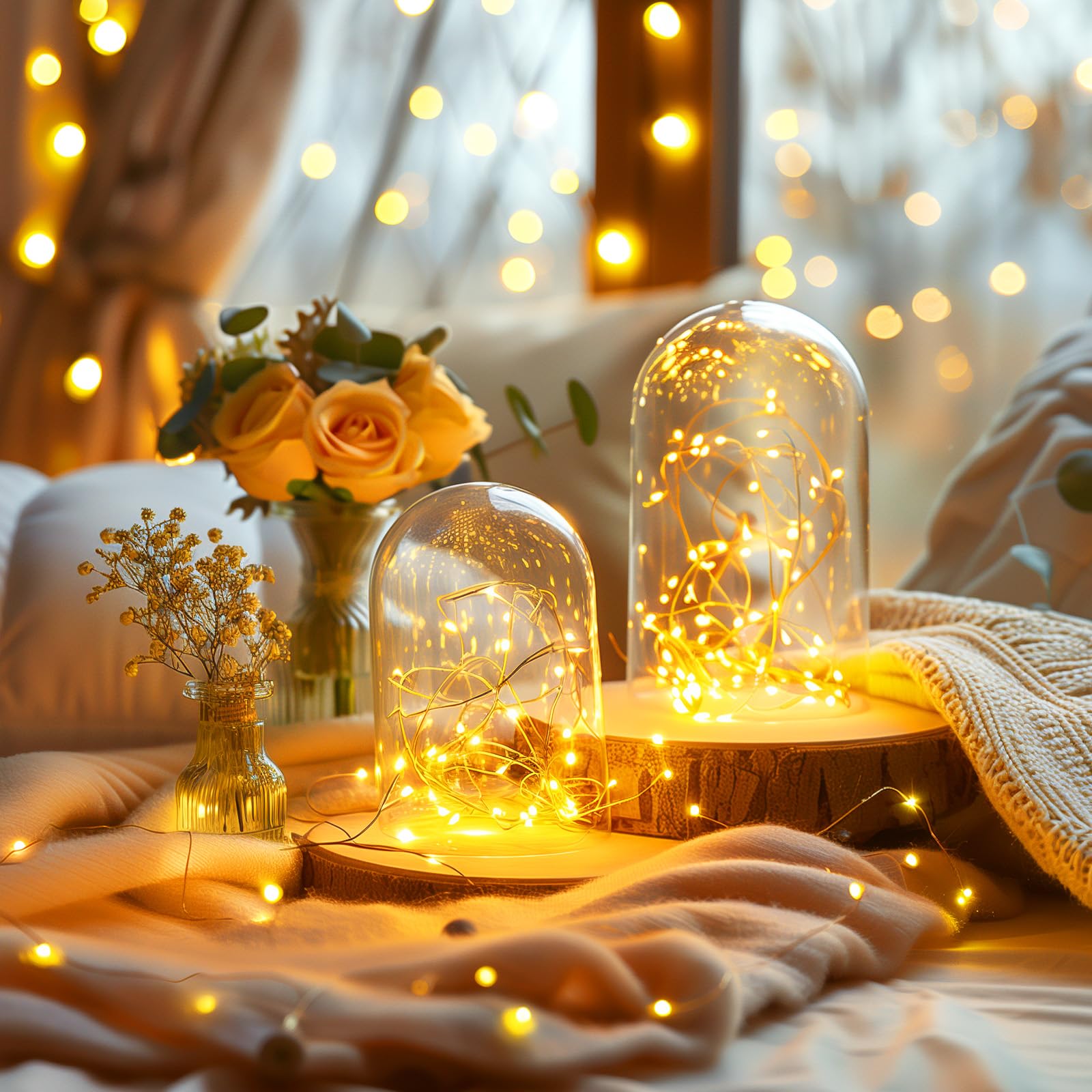 Minetom warm white lights on bendable silver wire for versatile shaping