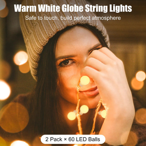 Minetom warm white globes create inviting bedroom mood.