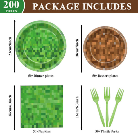 MinFyberd pixel theme 7-inch plates suitable for snacks and desserts