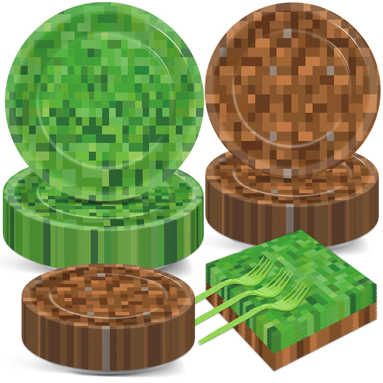 MinFyberd pixel theme 9-inch plates for a lively gaming party