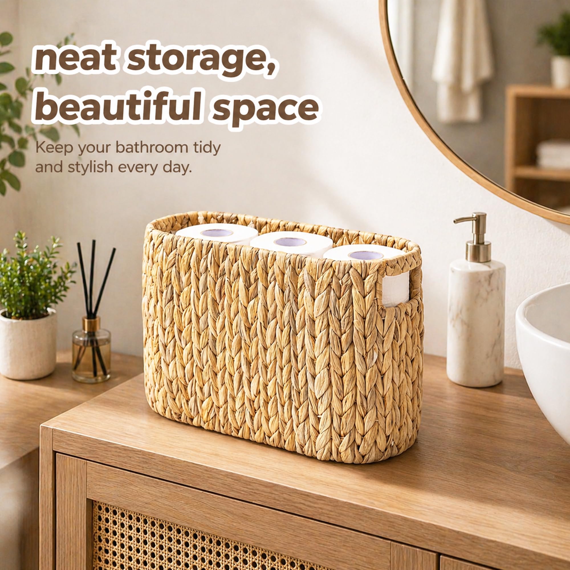 MINHKUST toilet paper basket demonstrates space-saving design for large rolls