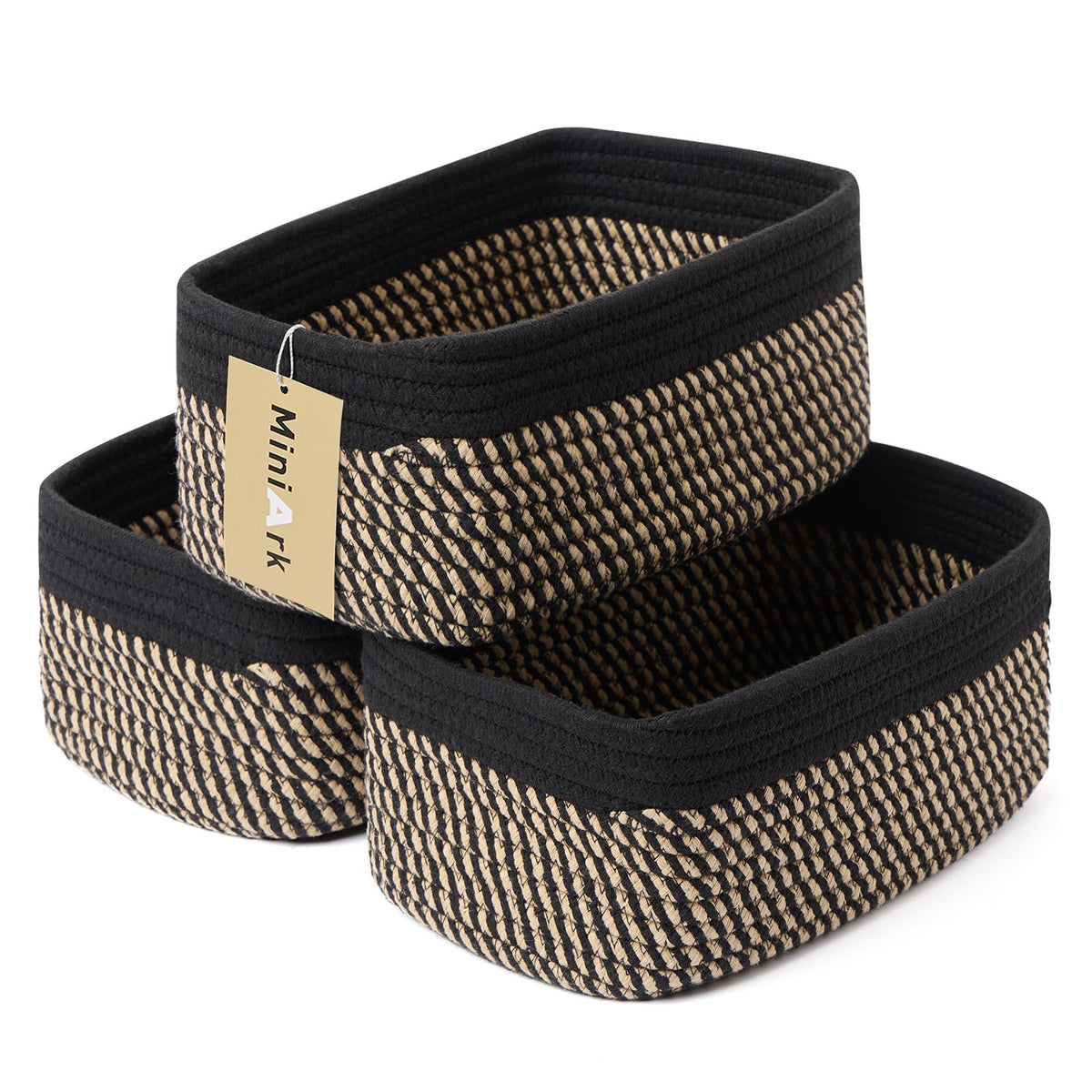 MiniArk small storage baskets three-pack on shelf for compact organization