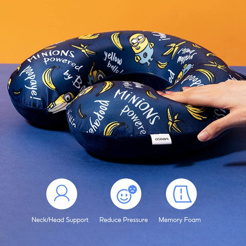 MINISO Minions neck pillow supports head alignment during flights, car rides, or trains.