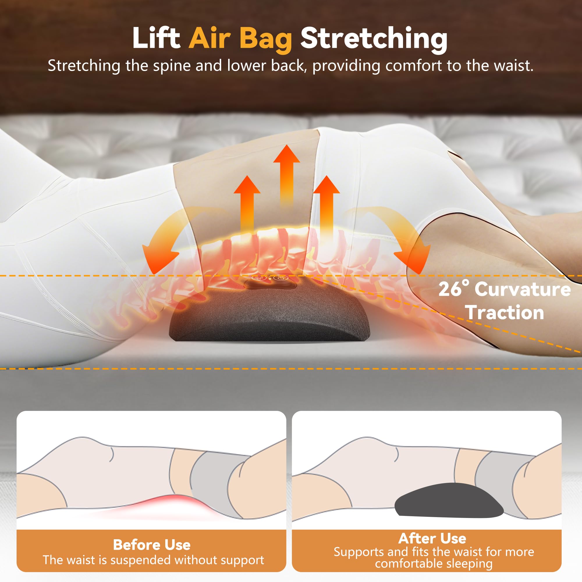 Minkurov 3in1 ergonomic lumbar pillow supports posture during work or travel.