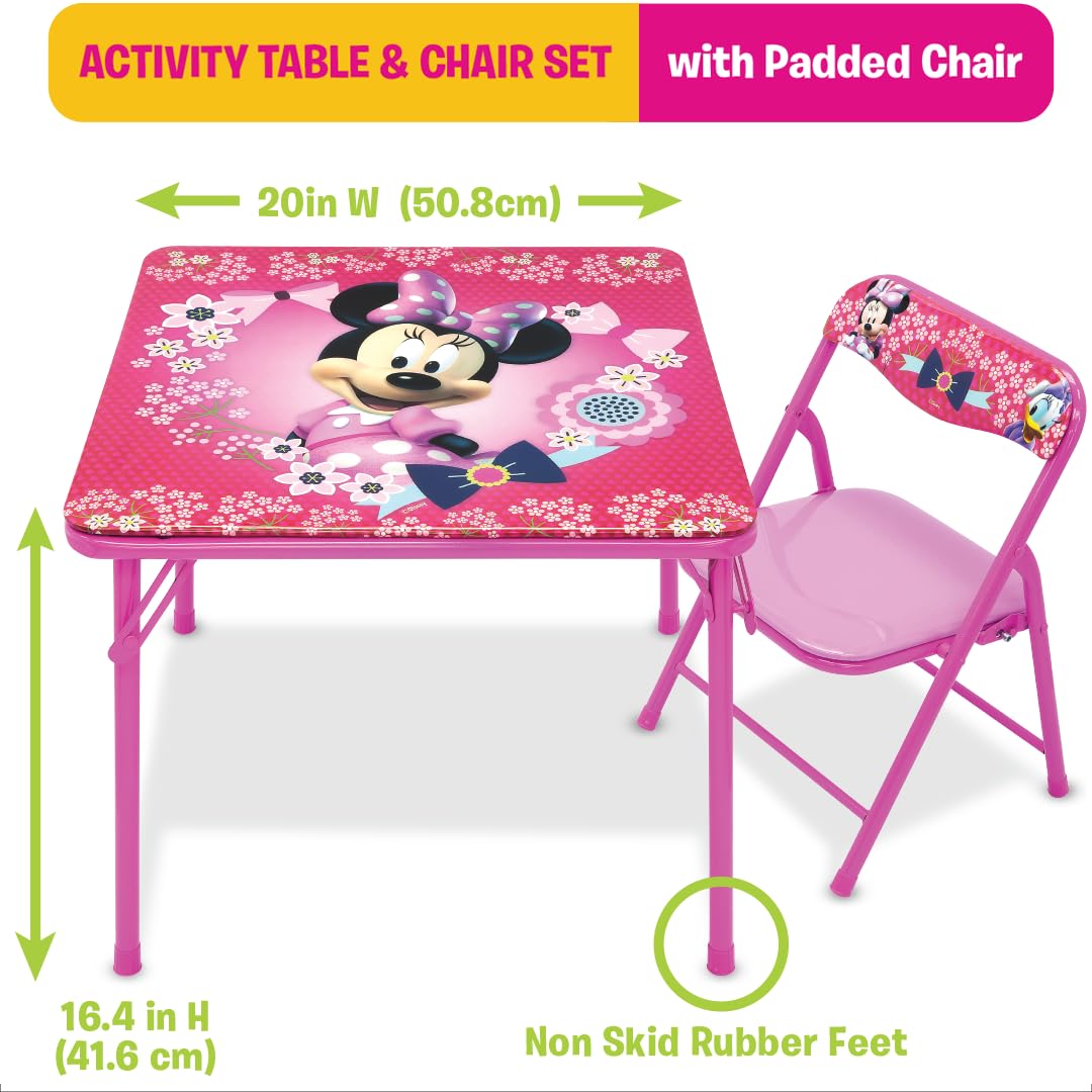 MINNIE Mouse Blossoms and Bows chair with safety lock for secure seating.