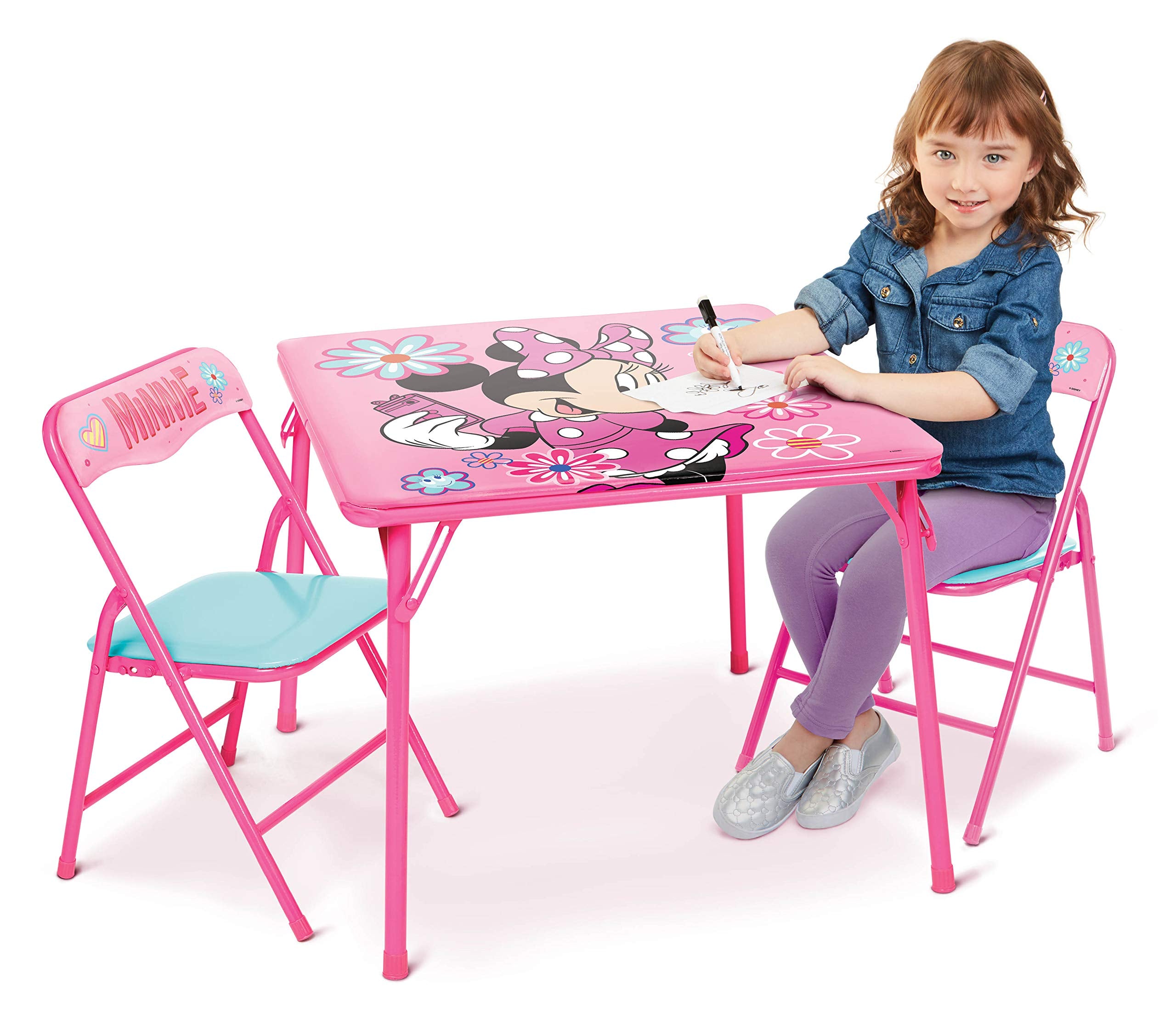 MINNIE Mouse folding kids table surface ideal for drawing and snacks.