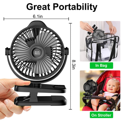 Minthouz Clip-on Fan suitable for desk, clip and hanging use