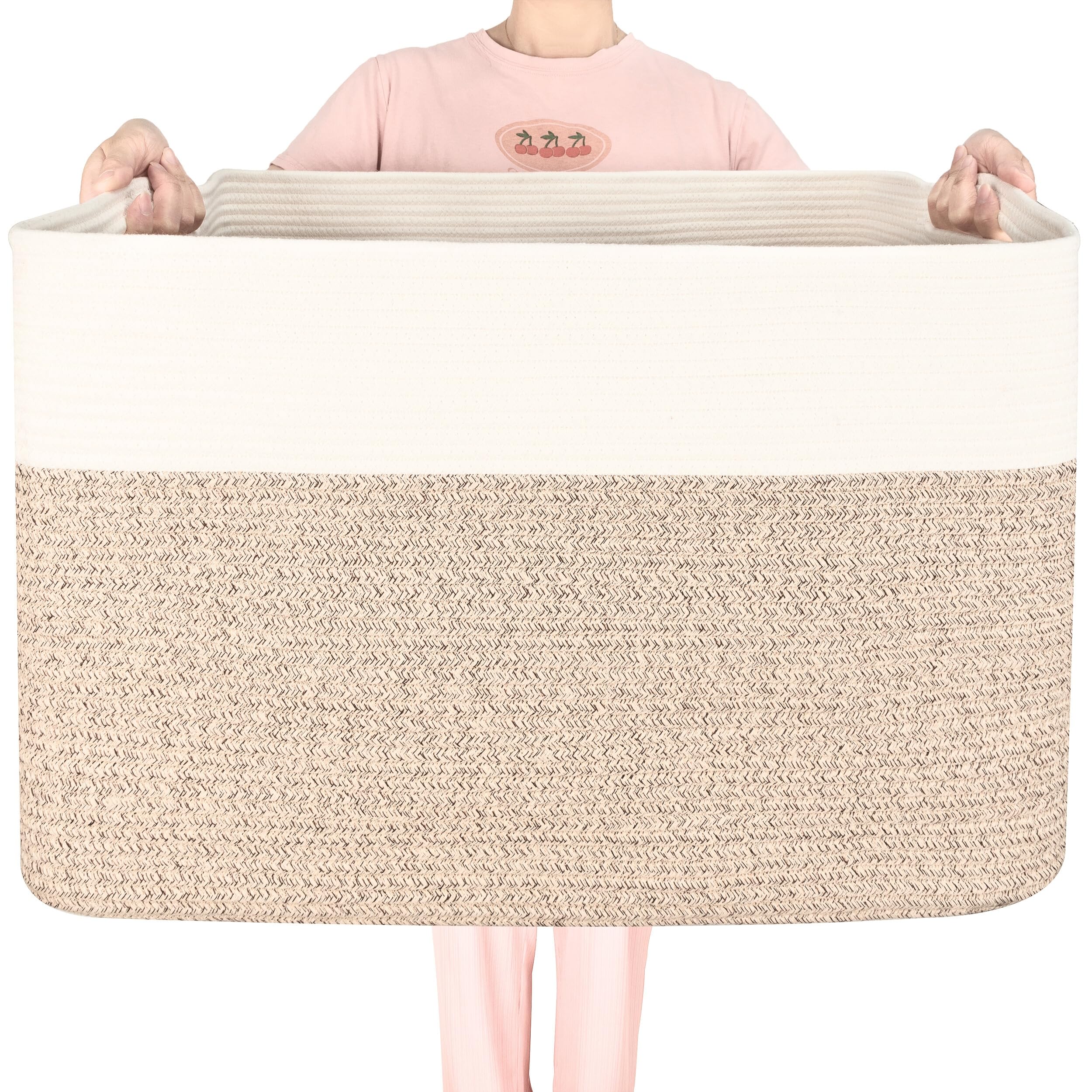Mintwood Design 112L blanket basket front view showing large storage capacity.